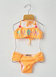 Maillot de bain 2 pièces effet matière satinée orange RECCO NEW BEACH fille