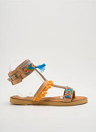 Sandales/nu pieds chiquet talon plat jusqu'à 3cm marron SANBRAZ femme