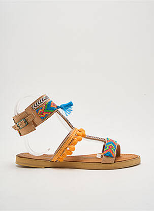 Sandales/nu pieds chiquet talon plat jusqu'à 3cm marron SANBRAZ femme