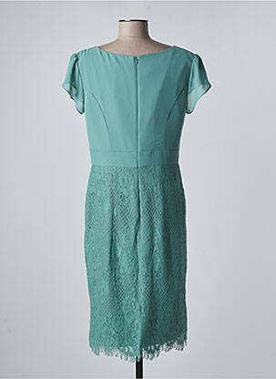 Robe mi-longue tissage crêpe manches courtes vert FASHION NEW YORK femme