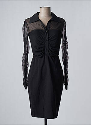 Robe mi-longue manches longues manches longues noir ANGELA DAVIS femme
