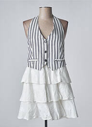 Robe courte coupe évasée sans manche blanc KING KONG femme