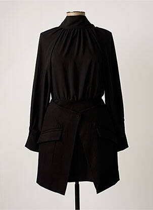 Robe courte fermeture zippée au dos manches longues noir ANGELA DAVIS femme