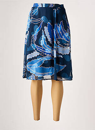 Jupe mi-longue taille à pinces bleu GREGORY PAT femme