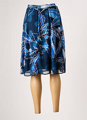 Jupe mi-longue taille à pinces bleu GREGORY PAT femme