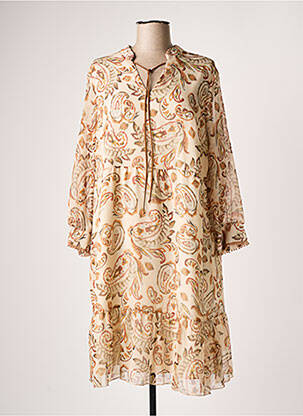 Robe mi-longue manches 3/4 manches 3/4 beige COMME ÇA femme