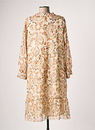 Robe mi-longue manches 3/4 manches 3/4 beige COMME ÇA femme