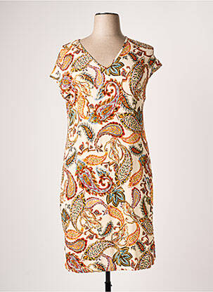 Robe mi-longue manches courtes manches courtes beige AZAY femme