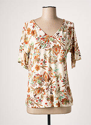 T-shirt manches mi-longues manches courtes beige AZAY femme