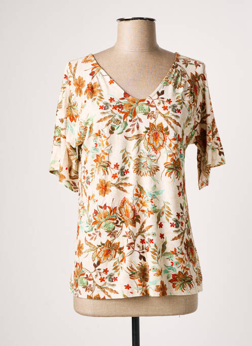 T-shirt manches mi-longues manches courtes beige AZAY femme