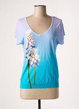 Pull finition bords-côtes manches courtes bleu JEI'S BY LETIZIA DENARO femme