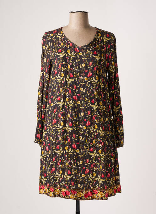 Robe courte coupe évasée manches longues noir AGATHE & LOUISE femme