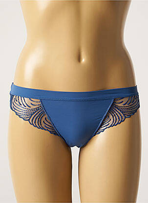 Tanga effet matière satinée bleu SIMONE PERELE femme