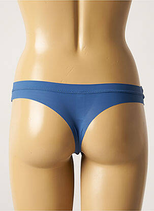 Tanga effet matière satinée bleu SIMONE PERELE femme