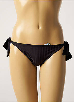 Bas de maillot de bain effet matière satinée bikini noir CHERRY BEACH femme