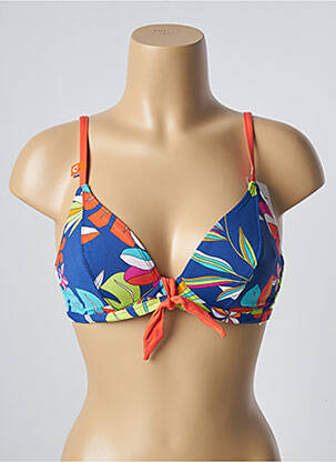 Haut de maillot de bain stretch haut soutien-gorge emboitant bleu CHERRY BEACH femme