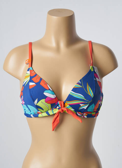 Haut de maillot de bain stretch haut soutien-gorge emboitant bleu CHERRY BEACH femme