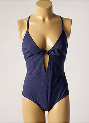 Maillot de bain 1 pièce effet matière satinée haut triangles bleu SIMONE PERELE femme