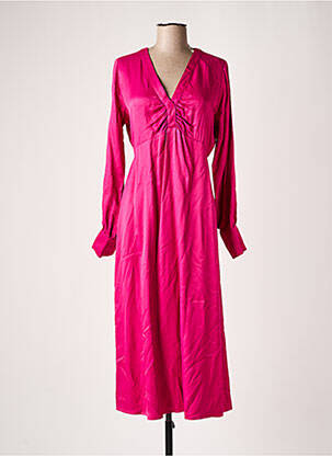 Robe mi-longue coupe fluide manches longues violet ANGE femme