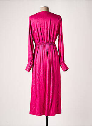 Robe mi-longue coupe fluide manches longues violet ANGE femme
