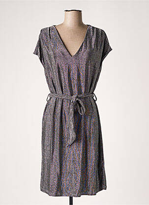 Robe mi-longue manches courtes manches courtes gris GRACE & MILA femme