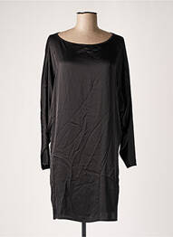 Robe mi-longue coupe fluide manches longues noir DIXIE femme