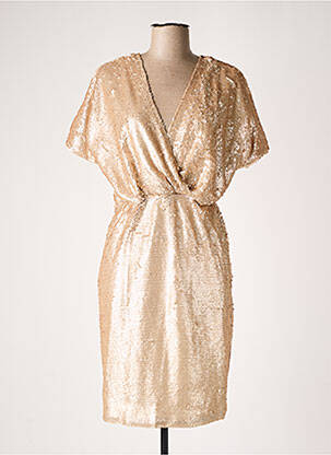 Robe mi-longue manches courtes manches courtes beige EXQUISS'S femme