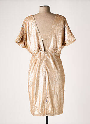 Robe mi-longue manches courtes manches courtes beige EXQUISS'S femme