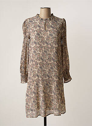 Robe mi-longue coupe fluide manches longues beige MOLLY BRACKEN femme