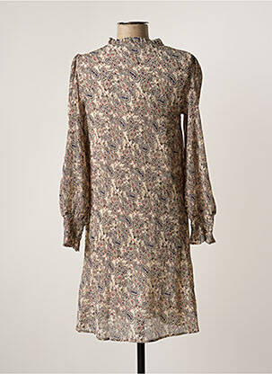 Robe mi-longue coupe fluide manches longues beige MOLLY BRACKEN femme