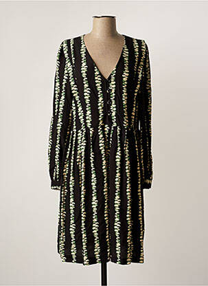 Robe mi-longue imprimé fantaisie manches longues noir LA PETITE FRANCAISE femme