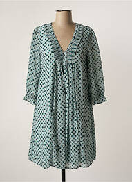 Robe courte manches 3/4 manches 3/4 vert FREEMAN T.PORTER femme
