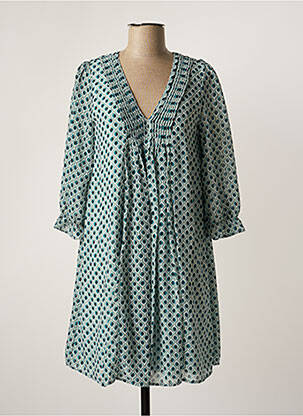 Robe courte manches 3/4 manches 3/4 vert FREEMAN T.PORTER femme