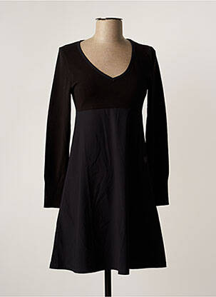 Robe courte coupe évasée manches longues noir HBT femme