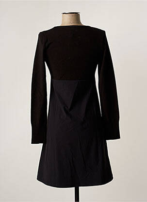 Robe courte coupe évasée manches longues noir HBT femme