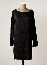 Robe mi-longue coupe fluide manches longues noir DIXIE femme