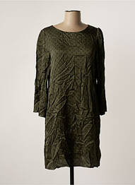 Robe mi-longue coupe fluide manches longues vert GRACE & MILA femme