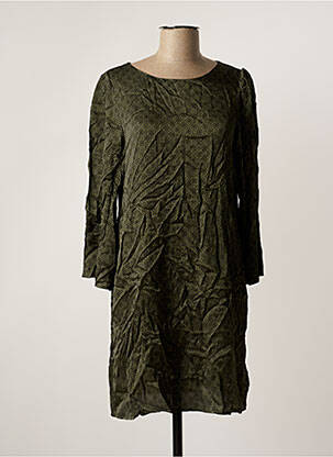 Robe mi-longue imprimé fantaisie manches longues vert GRACE & MILA femme