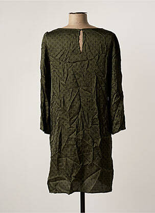 Robe mi-longue coupe fluide manches longues vert GRACE & MILA femme