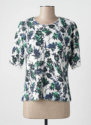 Pull coupe droite manches courtes blanc PIECES femme