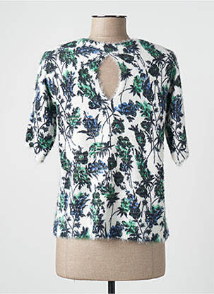 Pull coupe droite manches courtes blanc PIECES femme