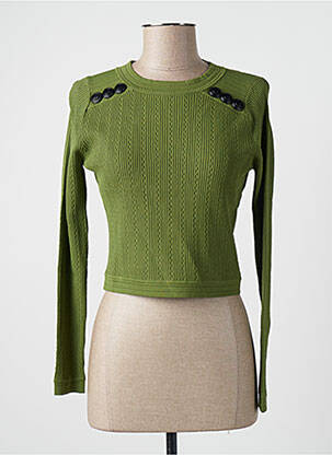 Pull coupe cintrée manches longues vert RELISH femme