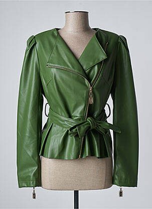 Veste simili cuir epaulette vert RELISH femme