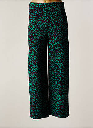 Pantalon droit stretch taille haute vert ICHI femme