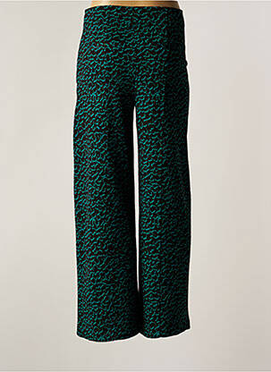 Pantalon droit stretch taille haute vert ICHI femme