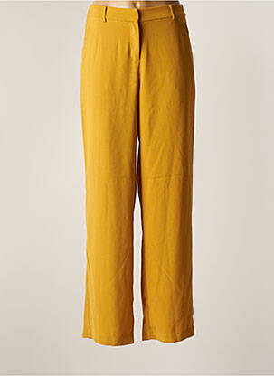 Pantalon droit fermeture zippée sous rabat avec crochet taille normale jaune CREAM femme