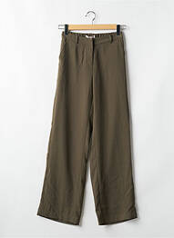 Pantalon large fermeture zippée sous rabat boutonné taille haute vert CREAM femme