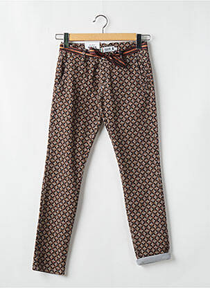 Pantalon chino fermeture zippée sous rabat boutonné taille normale marron PLEASE femme