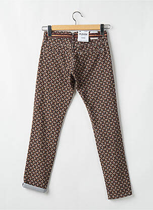 Pantalon chino fermeture zippée sous rabat boutonné taille normale marron PLEASE femme