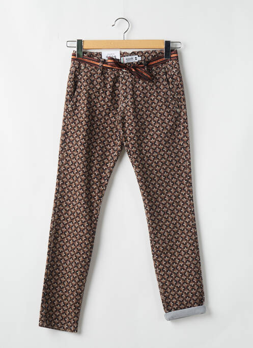 Pantalon chino fermeture zippée sous rabat boutonné taille normale marron PLEASE femme